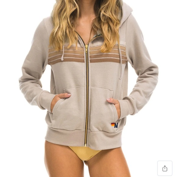 Aviator Nation Stripe Zip-Up Hoodie NEW UNOPENED